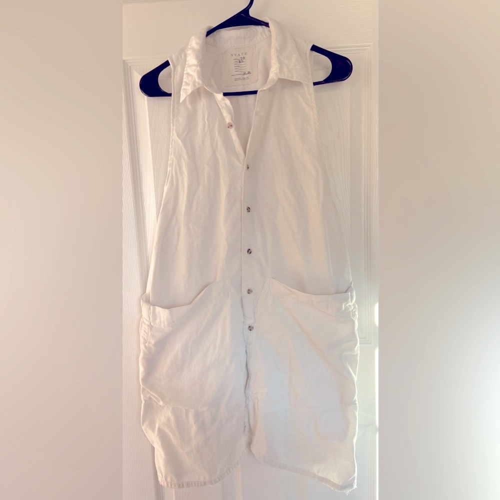 STATE of Georgia Linen Blend Sleeveless High-Low Dress - Size M